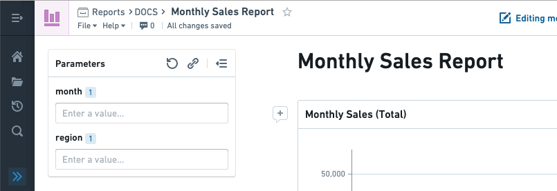 Parameter in sidebar