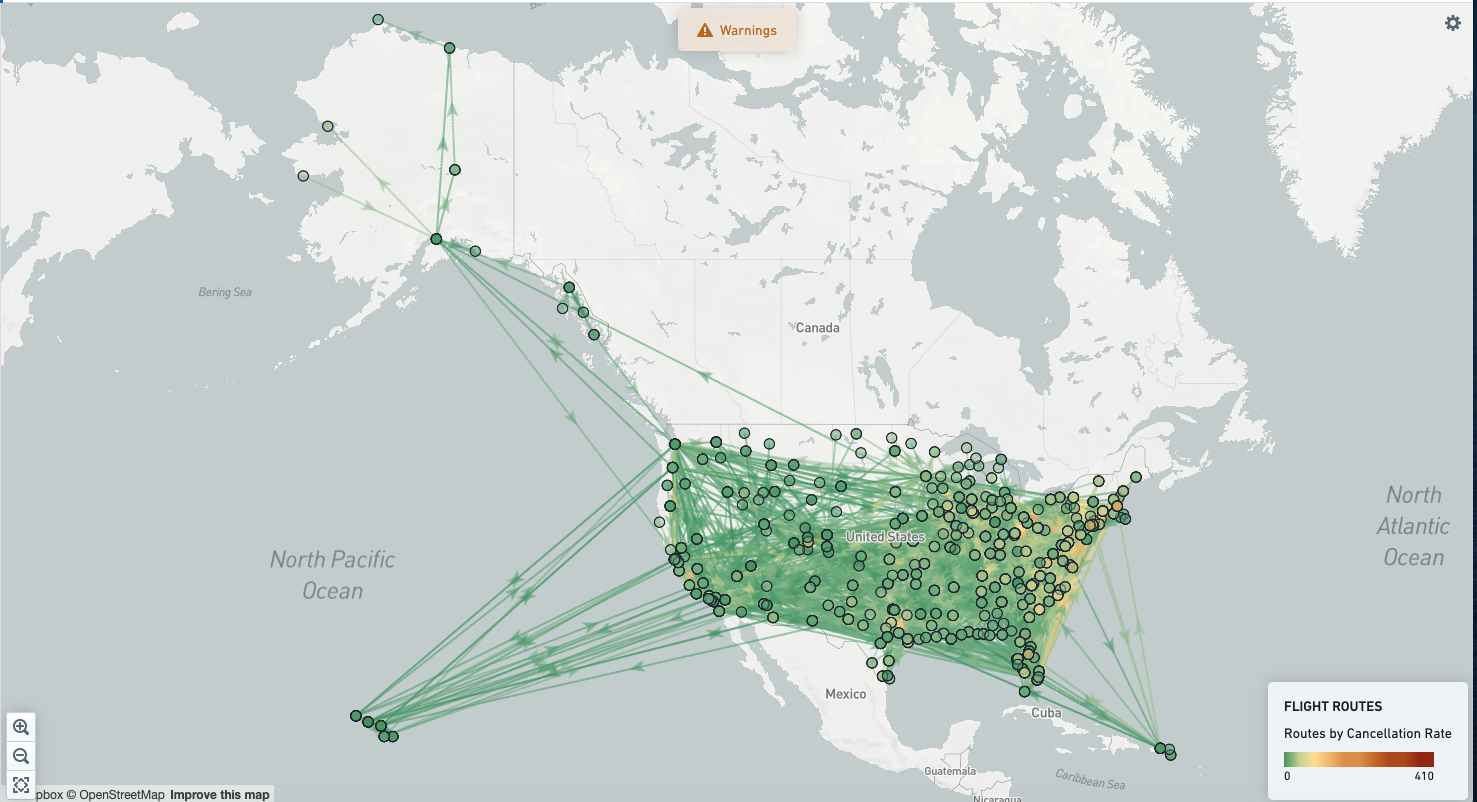 An example of a line segment layer on a Map [Legacy] widget.